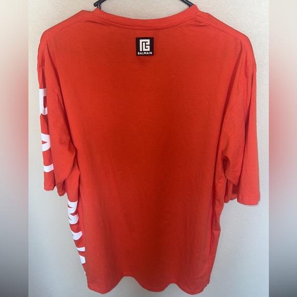 Balmain men's orange cotton T-shirt.  🍊 - Picture 7 of 10